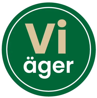 Grön rund logotyp med texten Vi äger – symbol för medlemsägande